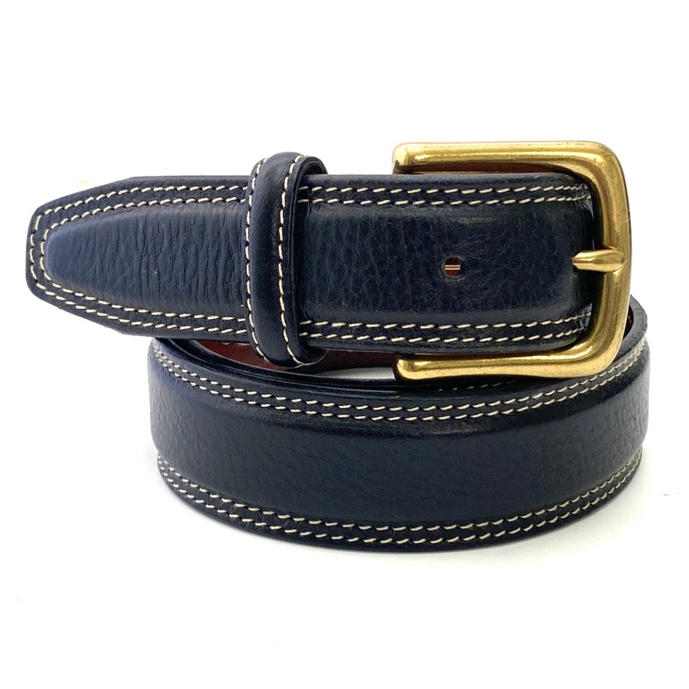 Lands End Men's Black Pebble Grain Leather Belt